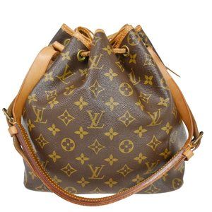 Authentic LOUIS VUITTON Petit Noe Drawstring Shoulder Bag Monogram Leather